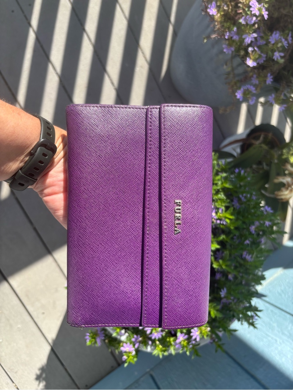 Furla Saffiano Leather Wallet in Vibrant Purple